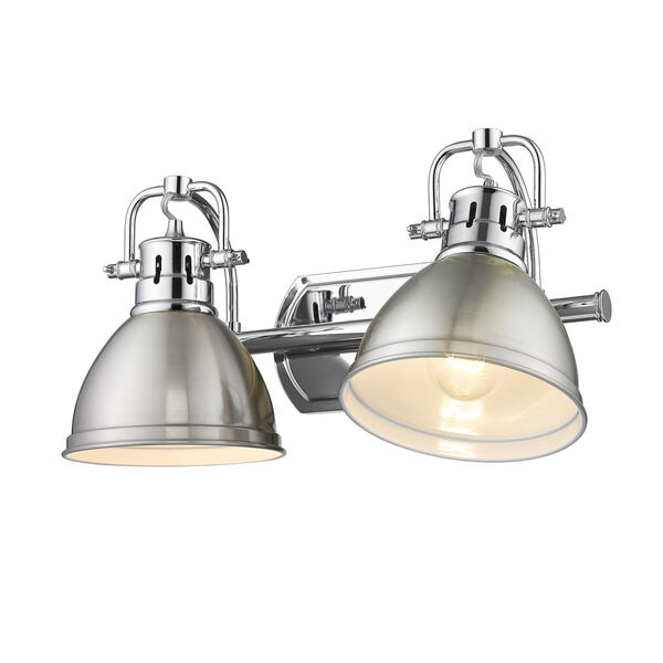 Duncan Chrome Two-Light Bath Vanity with Petwer Shades, image 3